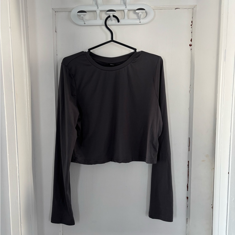 ✨3/$30✨ SHEIN Charcoal Grey Long Sleeve Crop Top | Tall | Size XL